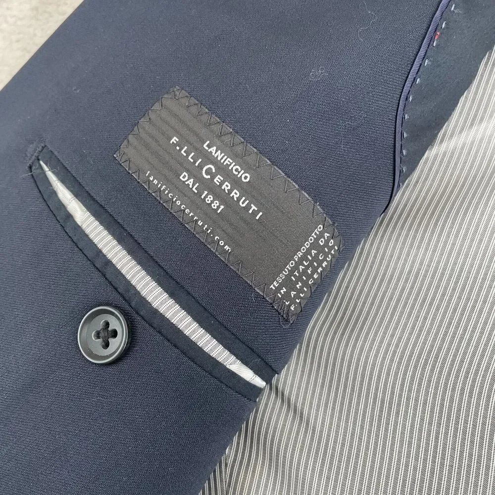 Banana‎ Republic Blazer Men 40R Navy F.LLI Cerruti Tailored Slim Fit Wool Blue